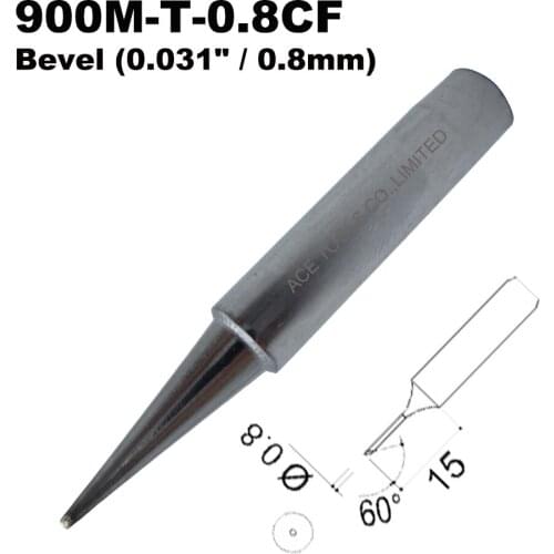 Soldering Tip 900M-T-0.8CF Bevel 0.8mm for Hakko 936 907 Milwaukee M12SI-0 Radio Shack 64-053 Yihua 936 X-Tronics 3020 Iron Bit