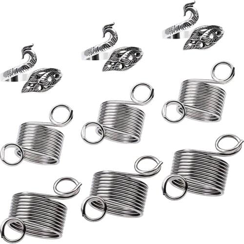Nonvor 3Pcs Adjustable Knitting Loop with Metal Yarn Guide Finger Holder Braided Ring Knitting Accessories for Crochet Crafts