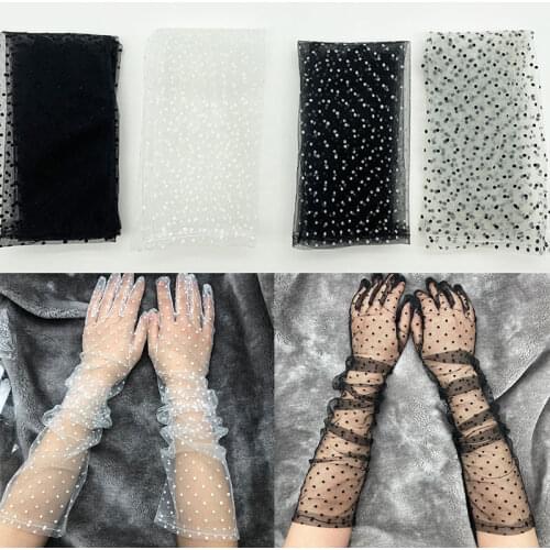 1 Pair Dot Lace Mesh Mittens Women Tulle Gloves Long Sleeves Ultra Thin Gloves Bride Wedding Full Finger Gloves White Black