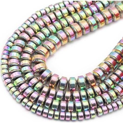 Flat Cylinder Light Purple Hematite Natural Stone Round Spacers Loose Beads For Jewelry Making Diy Bracelet Findings 3/4/6/8MM