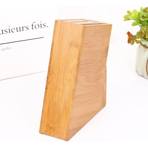 Durable Wood Knife/Scissors Holder 7Slots Storage Shelf Eco-Friendly Kitchen Knife Stand Chef Knife Block Kitchen Organizer Tool