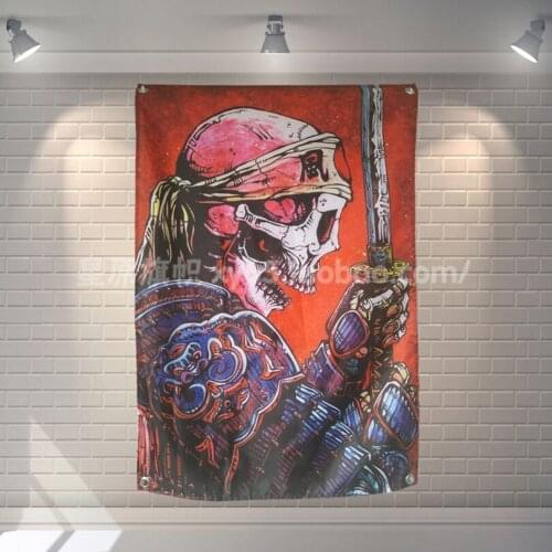 Retro industrial wind skeleton warrior Banners Hanging Flag Wall Sticker Cafe Restaurant locomotive Club Live Background Decor