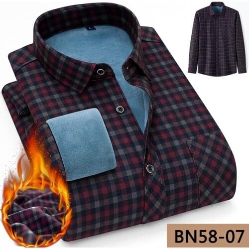 Plaid shirt men Brand Plus velvet thickening warm winter shirts Business casual quality shirts for men