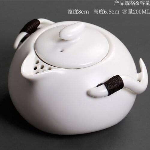 Hand held kettle anti scalding teapot tea bowl Japanese style white ceramic kiln tea set home brewing cup tea maker teaware