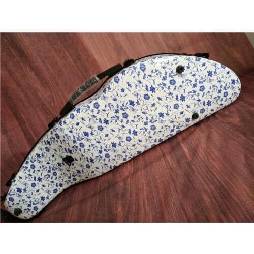 Blue and white porcelain color New violin 4/4 full size composite carbon fiber case with bow holders Straps