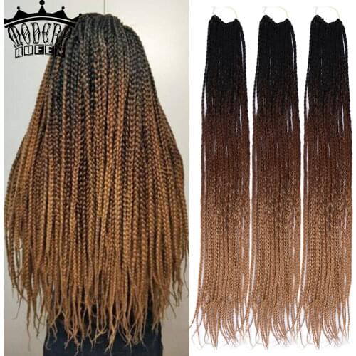 MODERN QUEEN 22Inch Ombre Box Braid Synthetic Crotchet Braiding Hair Extension 22Roots Crochet Hair African Braids for Women