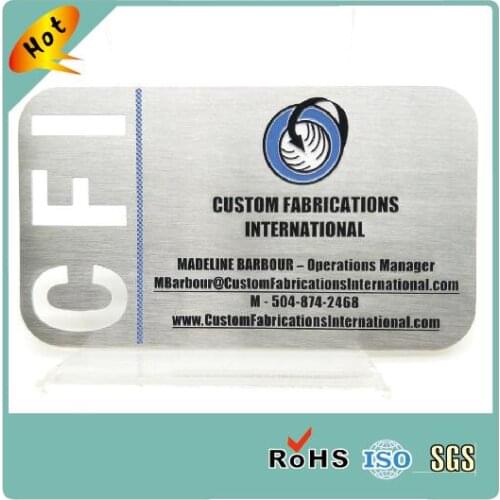 Custom printing steel business card with brushed finishing