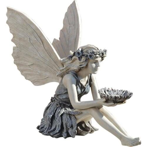 The Sunflower Fairy Statue Beautiful Angel Sculpture Realistic Figure Ornament Stone Garden Yard Art Outdoors Indoor Decoration
