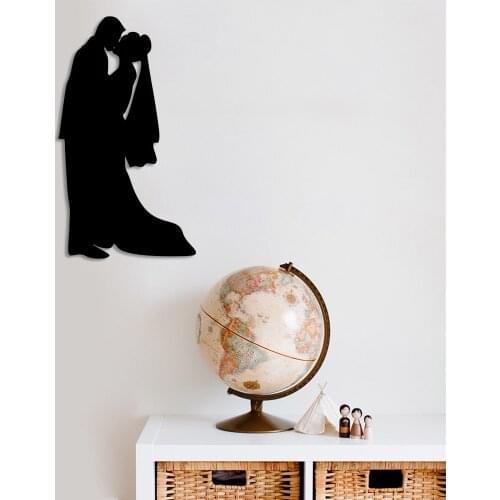 Bride and Groom Wedding Photo Silhouette Wall Home Accessory Wooden Table 28x50cm