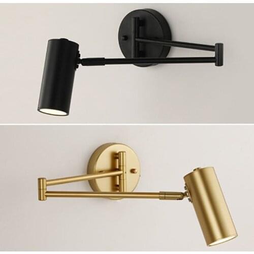 Led wall lamp Golden wall light fixture Adjustable Angle/ Length wall sconce bedroom/bathroom/mirror lamp WJ10