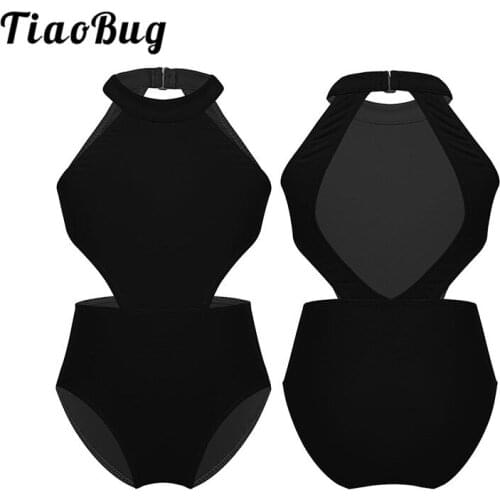 TiaoBug Kids Girls Halter Hollow Ballet Leotards Children Practice Stage Dance Costume Gymnastics Leotard Bodysuit Dance Wear