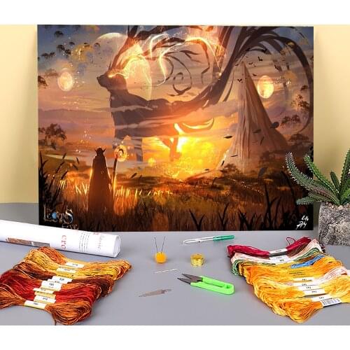 Scenery Something Beautiful Printed Fabric 11CT Cross Stitch Embroidery Patterns DMC Threads Hobby Craft Sewing Floss
