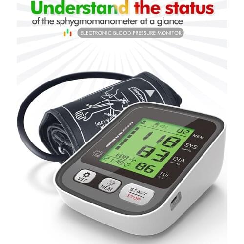 Big LCD Display Digital Blood Pressure Monitor Tonometer Sphygmomanometer Heart Rate Monitors Health Monitor for Heart Blood