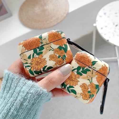 Vintage Chrysanthemum Case For AirPods Pro 2 1 Soft IMD Earphone Case Wireless Headphone Protective Cover for Apple AirPod 2 3