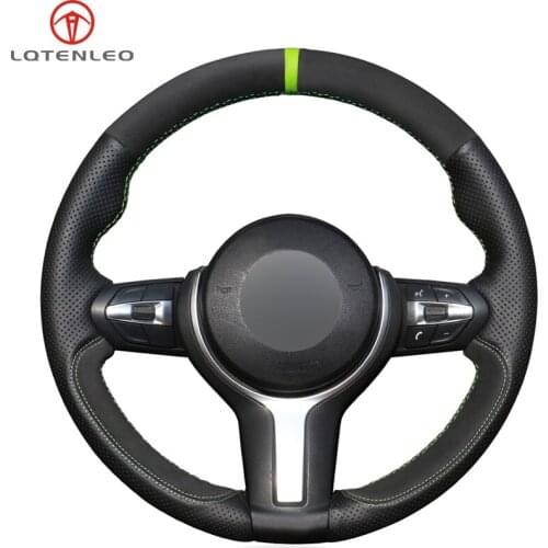 LQTENLEO Black Leather Suede Car Steering Wheel Cover for BMW M2 F87 M3 F80 M4 F82 F83 M5 F10 M6 F06 F12 F13 X5 M F85 X6 M F86