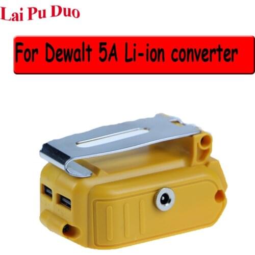 For Dewalt 5A lithium battery converter Battery Charger suitable with 20V 12V DC interface compatible with Dual USB