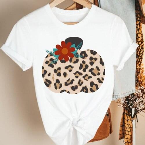 Women Flower Pumpkin Halloween 90s Fall Autumn Thanksgiving Cartoon Fashion Clothes Print Tee Top Tshirt Female Graphic T-shirt
