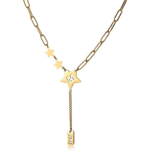 New Fashion Plated Star Engagement Necklace Stainless Steel For Women Titanium Steel Pendants Necklaces