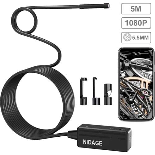 5M Cable Length 1080P Wireless Endoscope WiFi Borescope Inspection Camera 2.0 Megapixels HD Snake Cam for mobile phone PQ104