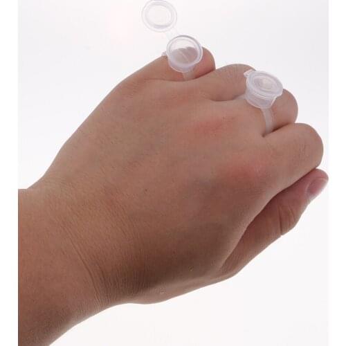 50 Pack Makeup Glue Rings Tattoo Ink Pigment Holder with Cover Disposable Silicone Nail Art Eyelash Extension Rings Cups