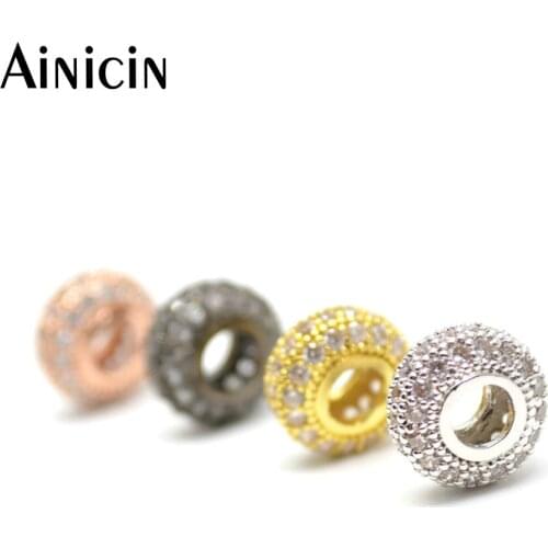 Ainicin 20pcs Rhinestone Setting Spacer Beads 5x10mm Roundel Shape 4mm Big Hole European Beads