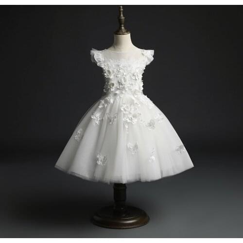 White Lace Baby Girl Dress Little Princess Clothes Flower Beautiful Christening Gown Baby Baptism First Birthday Outfits 0-6year