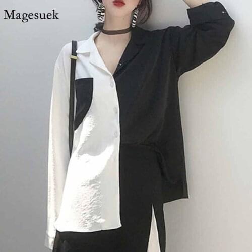 Long Sleeve Patchwork Vintage Autumn Blouse Women Fashion Color Women Shirts 2020 New Cardigan Top Office Women Blouses 11342
