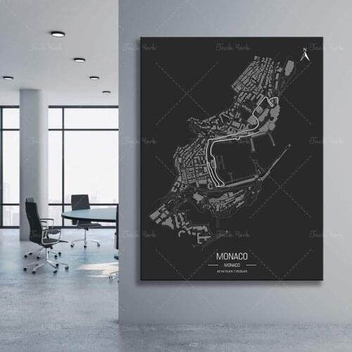 Circuit de Monaco, Monaco Grand Prix . Formula 1 Race Track Poster