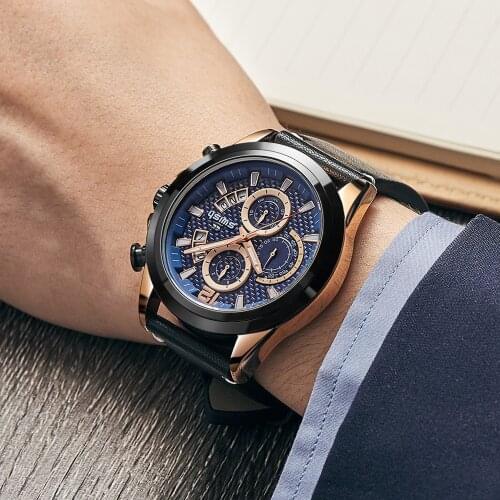 SWISH Watches Men Top Brand Luxury Fashion Leather Strap Sports Chronograph Wristwatch Waterproof Date Clock Relogio Masculino