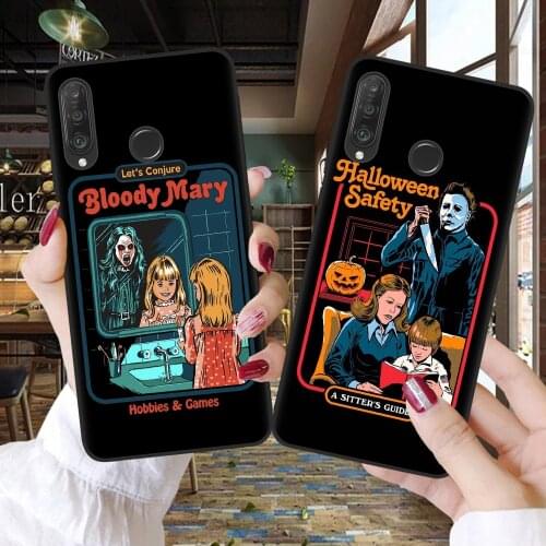 Funny Halloween Lets Summon Demons Graphic Black silicone Phone Case Cover Shell For Huawei P10 P20 P30 P40 Lite E Pro