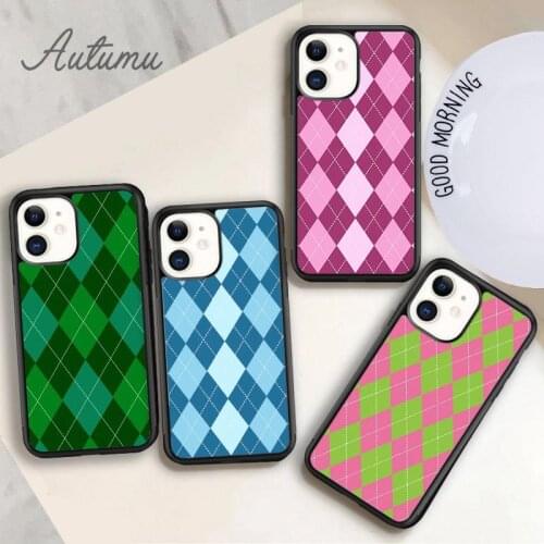 Argyle Phone Case for iPhone 11 12 Pro Max mini X XR XS SE 2020 5 6S 7 8 Plus Samsung Galaxy S8 S9 S10 Cover shell