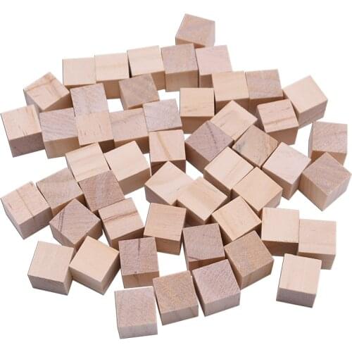 10/20/50PCS 1/1.5/2/2.5cm Wooden Cube Solid DIY Unfinished Wood Square Blocks Crafts for Puzzle Making Building Model DIY Crafts
