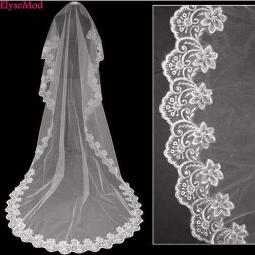 3 Meters White Bridal Veils High Quality Long Wedding Veils Wedding Accessories Floor Lace Wedding Veil velos de novia
