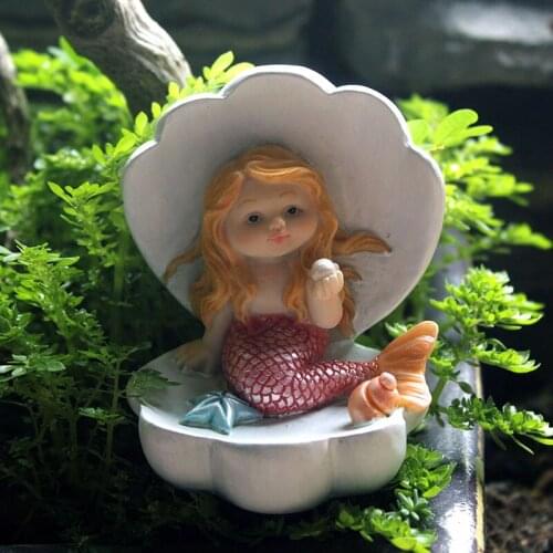 Mermaid Figurine Creative Resin Mini Fairy Garden Ornament Miniature Statue DIY Hotel Office Desk Decoration Gifts