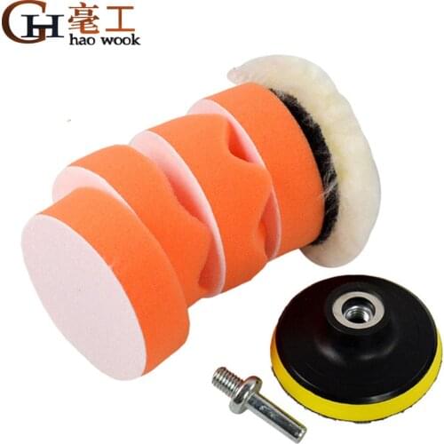 Haowook Polishing Sponge Wheel Kit Polisher 7pcs/set 3" Car Polishing Pad Polishing Buffer Waxing Buffing Pad Drill Set Kit