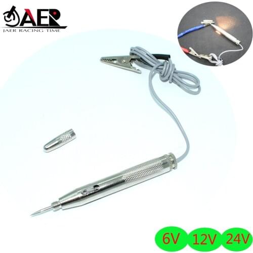 JAER 6V 12V 24V Auto Car Motorcycle repair tool Circuit Tester Gauge Test Voltmeter Light Hot Voltage circuit test pen silver
