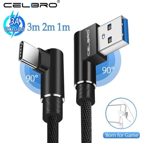 90 Degree USB Type C Fast Charging Cable Right Angle USB-C Charger Cabel For Google Pixel 2 3 3XL 2XL OUKITEL K10 Xiaomi LG Sony