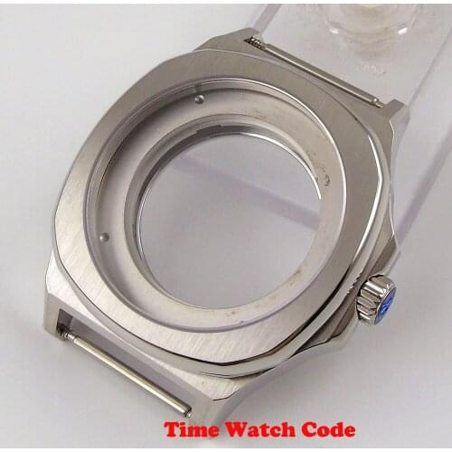 Square 44mm Watch Case Parts Fit For Miyota 8215 821A 8205 DG 2813 Automatic Movement Sapphire Glass Stainless steel Brushed