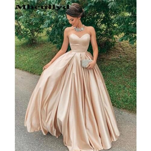 Mbcullyd Sweetheart Champange Prom Dresses Long Sexy Backless Formal Evening Dress Party For Women 2020 A-line robe de soiree