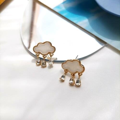Mihan S925 needle Fashion Jewelry Rain Clouds Earrings Cute New Design Shiny Glass Teardrop Earrings For Women Party Gifts