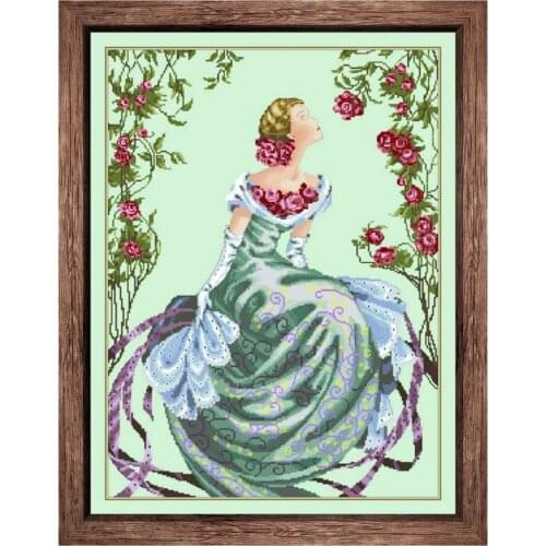 Lady of the mist cross stitch kits fairy aida fabric 18ct 14ct 11ct light green cotton thread embroidery kits DIY craft set