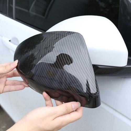 2Pcs Carbon Fiber/Gloss Black Car Side Rearview Mirror Cover Trim For Jaguar F-Pace X761 2016 2017 2018