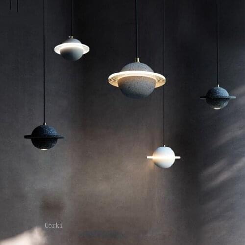 Postmodern Cement Planet LED Pendant Lights Restaurant Bar Kids Bedside Hanging lamp Art Designer Atmosphere Industrial Fixtures