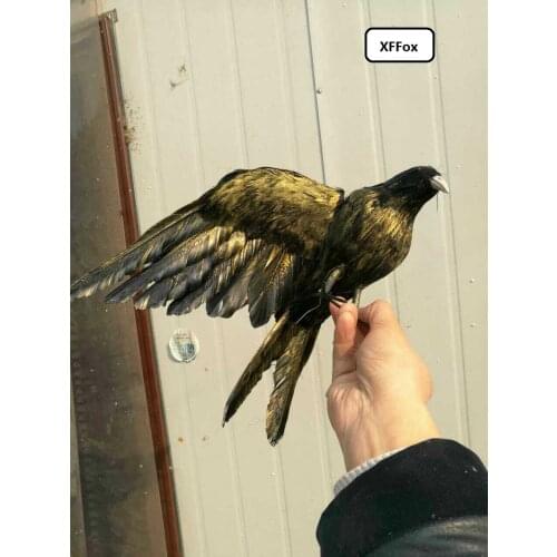 Real life wings crow bird model foam&feather simulation black bird doll gift about 40x25cm xf0818