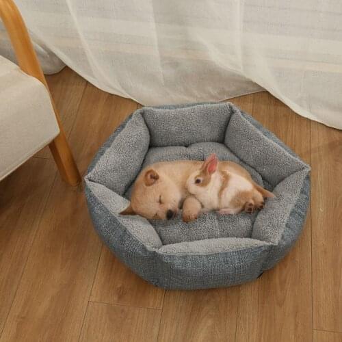 Hexagonal Pet Dog Bed Warming Hot Cachorro House Soft Lounger Nest Baskets Fall Winter Plush Kennel For Cat Puppy Supplies