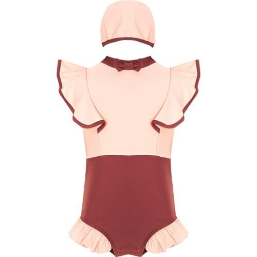 Girls One Pieces Swimwear Children High Quality Patchwork Swimsuit Kids Jumpsuit Students New Surf Wear