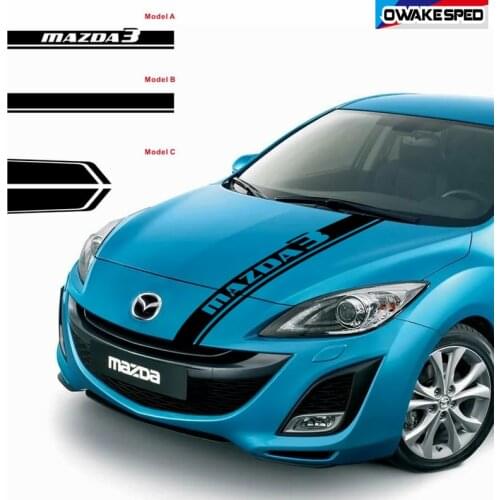 Racing Sport Stripes Car Hood Bonnet Decor Stickers For Mazda 3 Hatchback Sedan Auto Engine Cover Trim Vinyl Decals