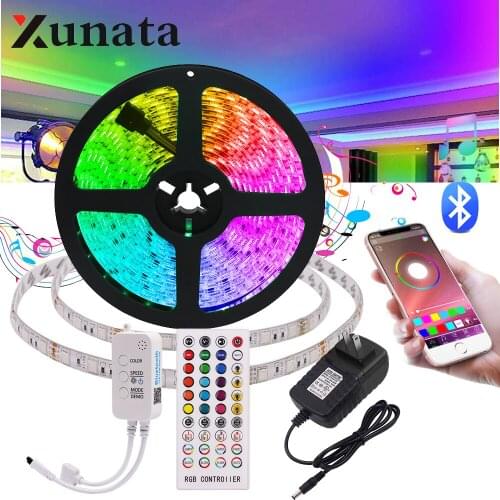 DC12V 5050 RGB LED Strip Light 60Leds/m IP21 IP65 Waterproof Flexible Bluetooth Music Control LED Lights US/EU/UK/AU Set 5m