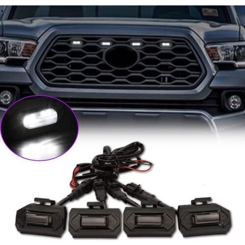 4PCS LED Front Grill Lights for Toyota Tacoma Raptor TRD Off Road Sport 2020 2021 External Grill Lamp