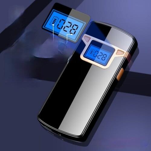 Digital Battery Display Smart Double Arc Lighter USb Charging Gift Windproof Metal Lighter Large Capacity Battery Durable